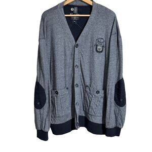 Parish Nation Navy White Striped Cardigan 2XL